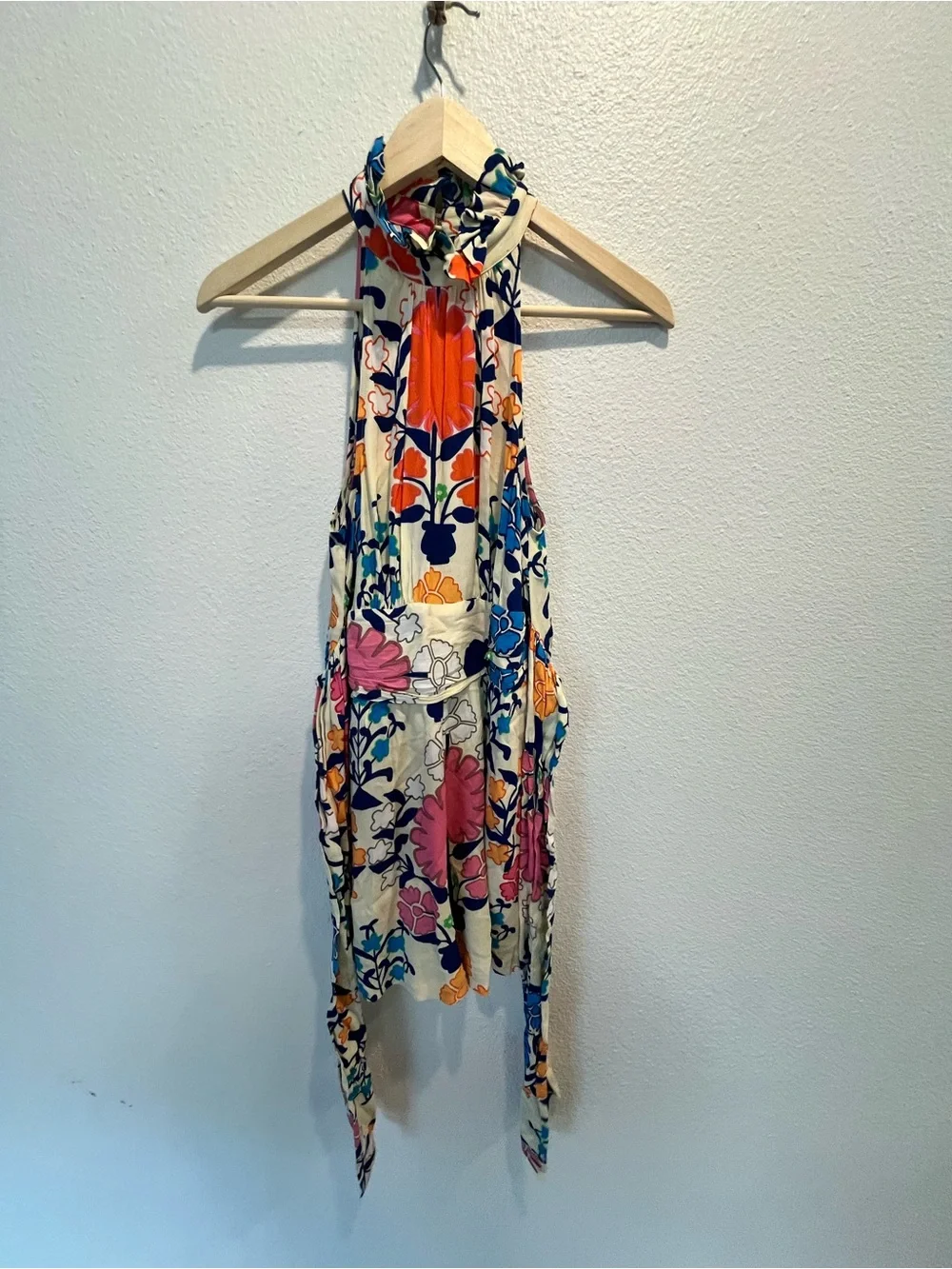 Anthropologie Floral Halter Romper in Pink, Blue‎ & Cream new without tags